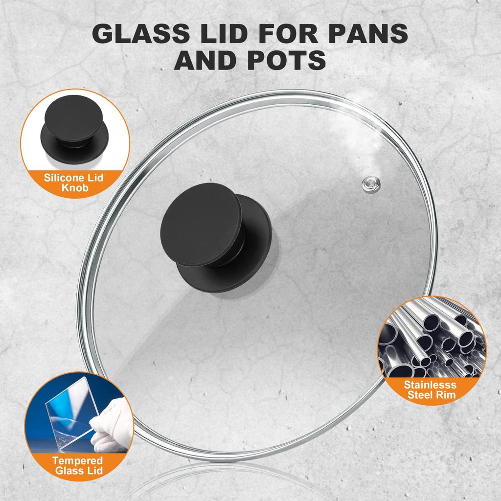 12 Inch Tempered Glass Pan Lid with Silicone Handle S26014