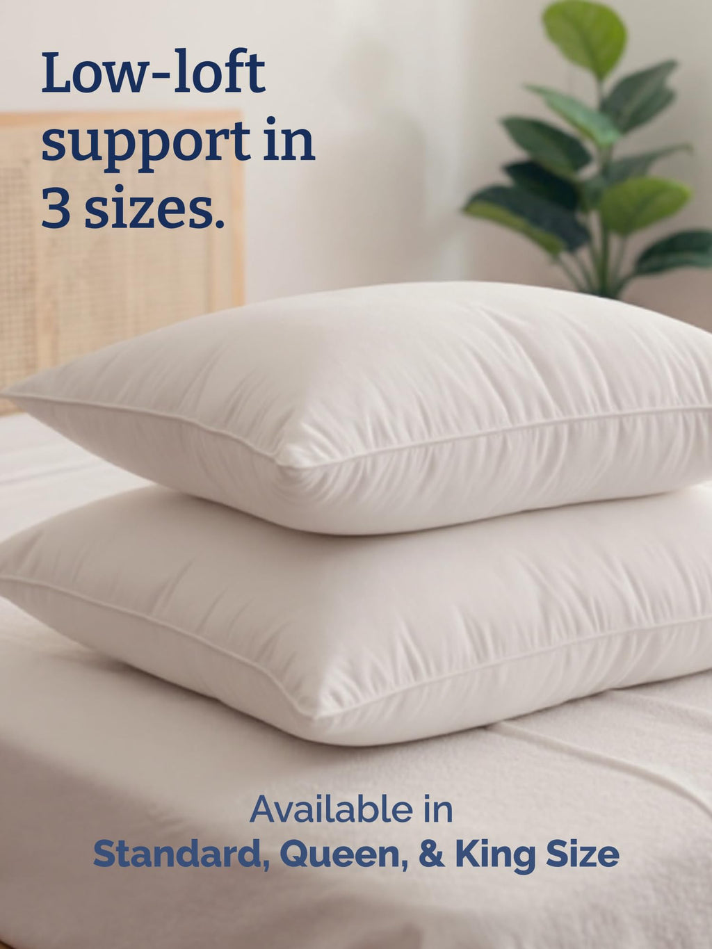 100% Cotton King Size Bed Pillows Set of 2 White F805316