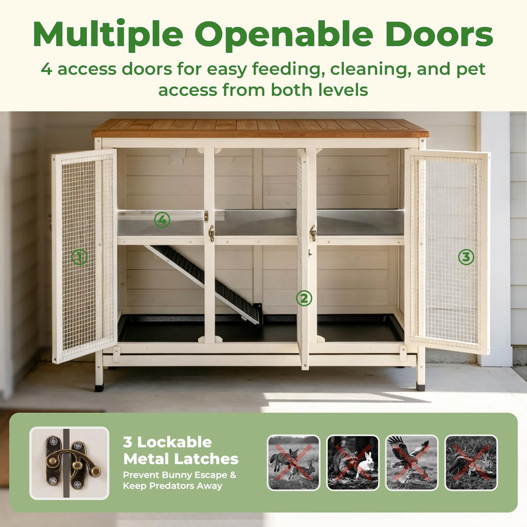 2-Story Indoor Rabbit Hutch with Pull-Out Tray G512