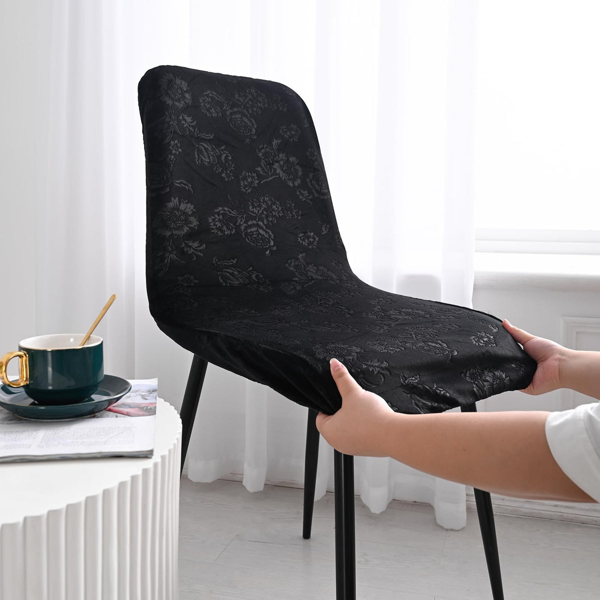 Stretch Removable Jacquard Dining Chair Covers Set P43187