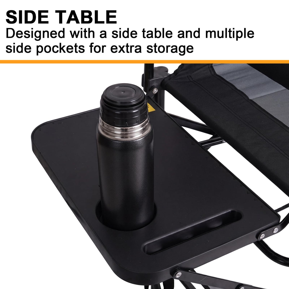 2 Pack Extra Tall Folding Camping Chair with Side Table N156