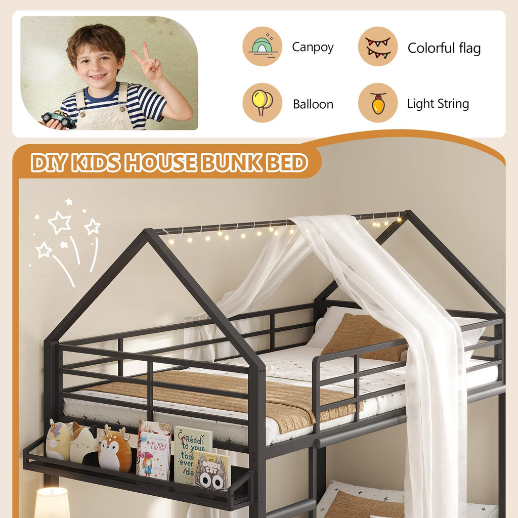 Twin Over Twin Bunk Bed with Desk and Drawers U853