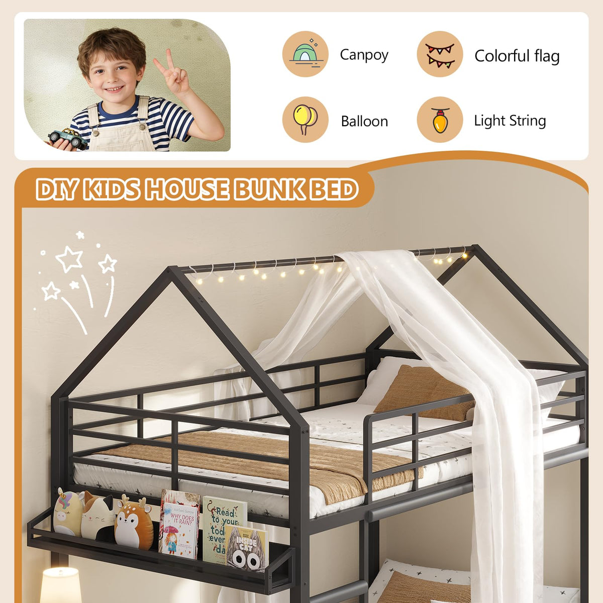 Twin Over Twin Bunk Bed with Desk and Drawers U853