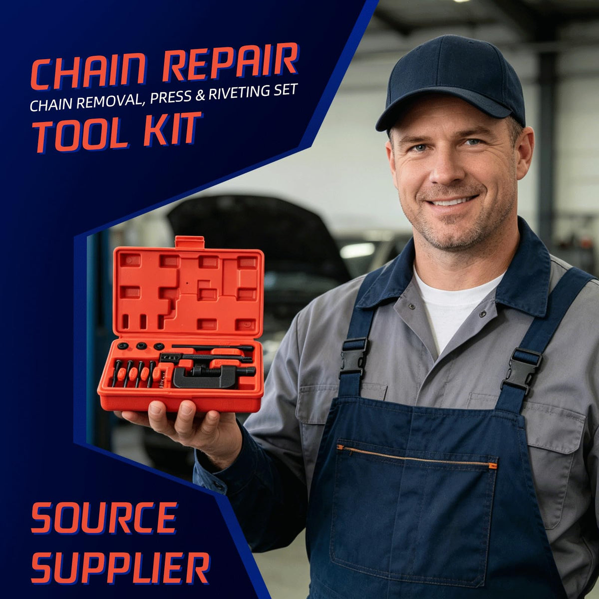 13PCS Motorcycle Chain Breaker Kit with Storage Case F7782