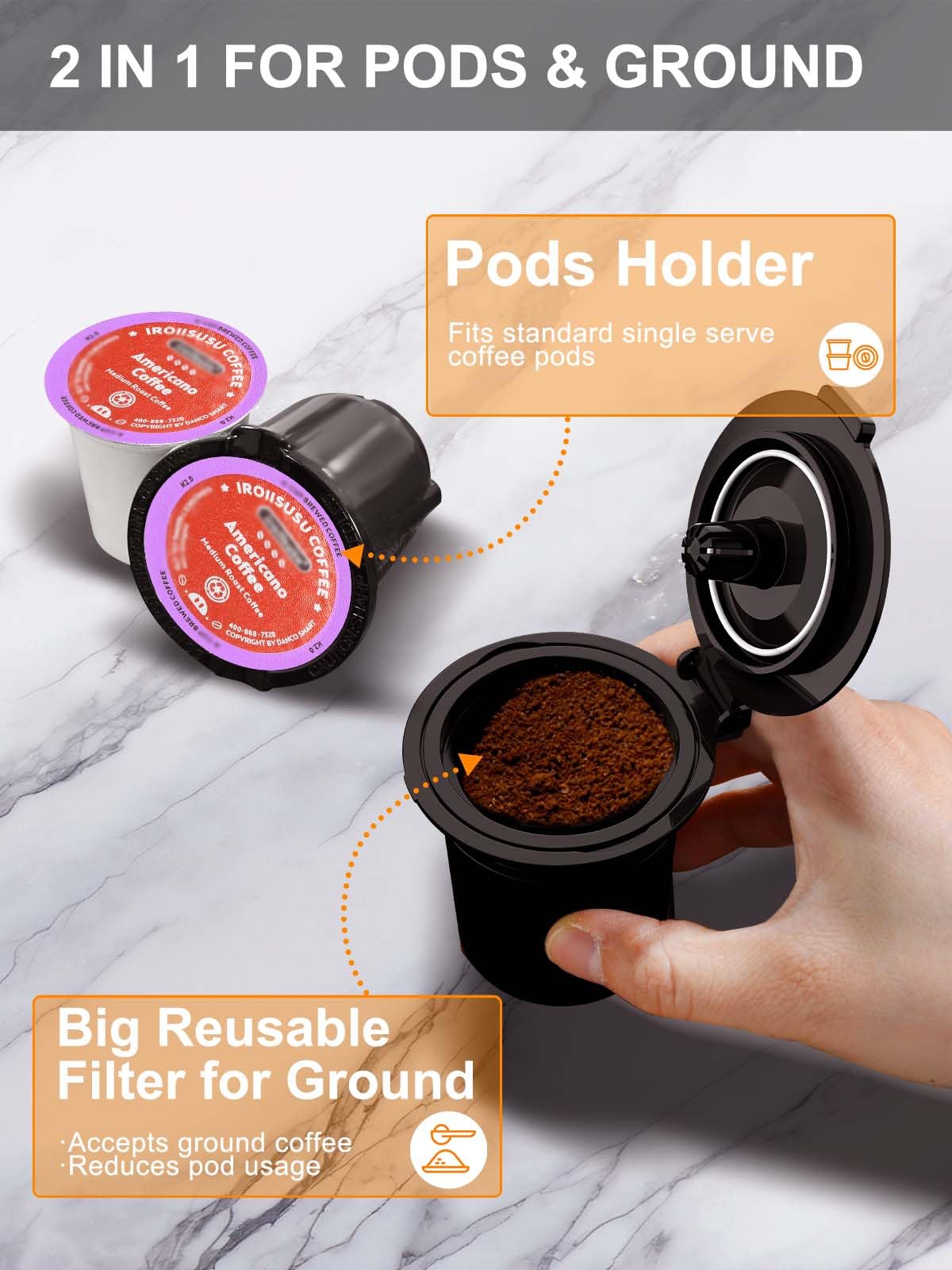 Single Serve Coffee Maker, 6-12 Oz, Black R144360