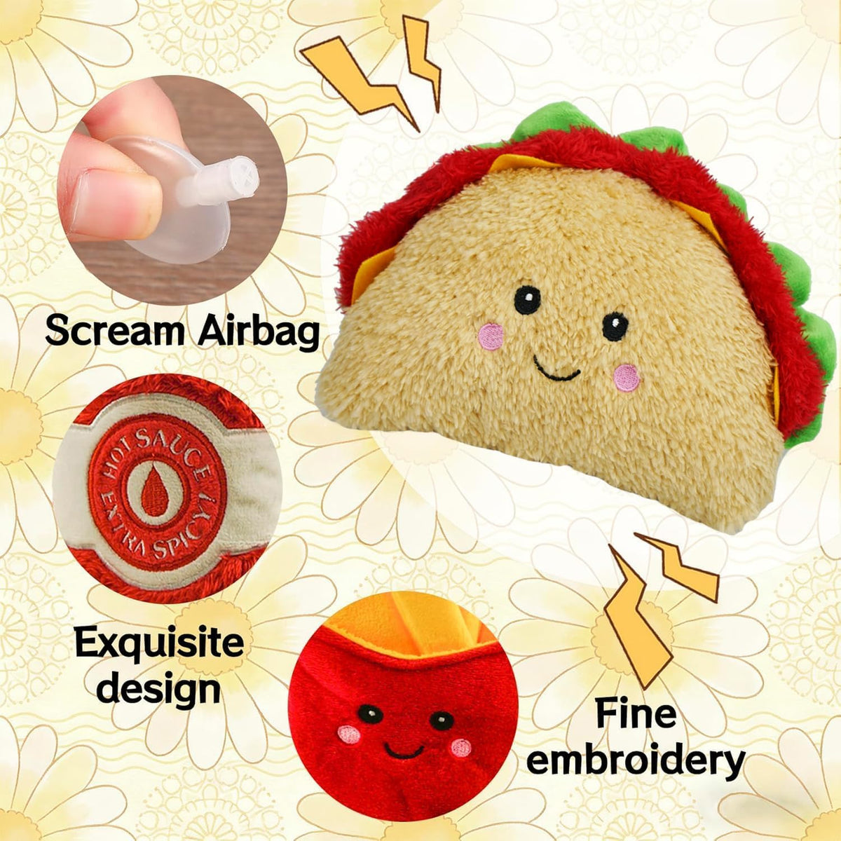 3-Pack Squeaky Plush Dog Chew Toys Set W514