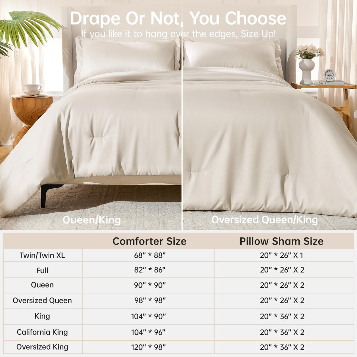 Beige King Size 3 Piece Comforter Set X822