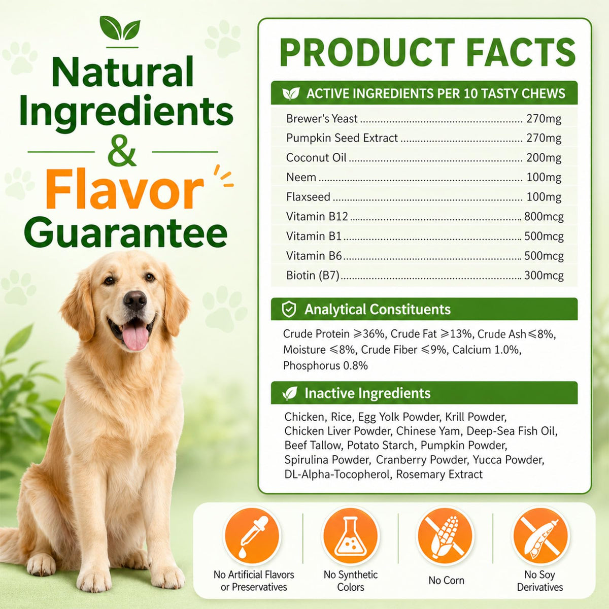 Flea and Tick Prevention for Dogs Chewables with Multivitamins, 500ct S39995