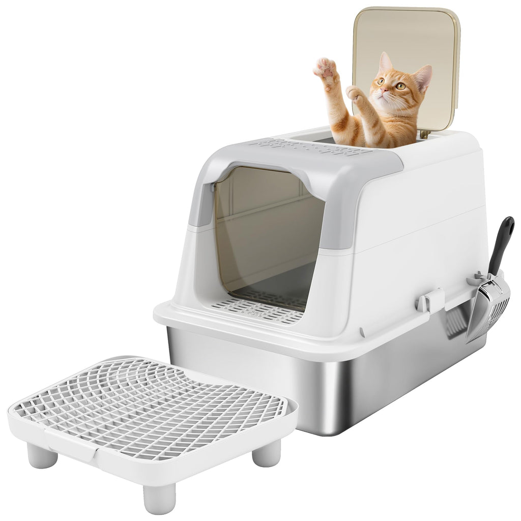 Extra Large Enclosed Stainless Steel Cat Litter Box H2208