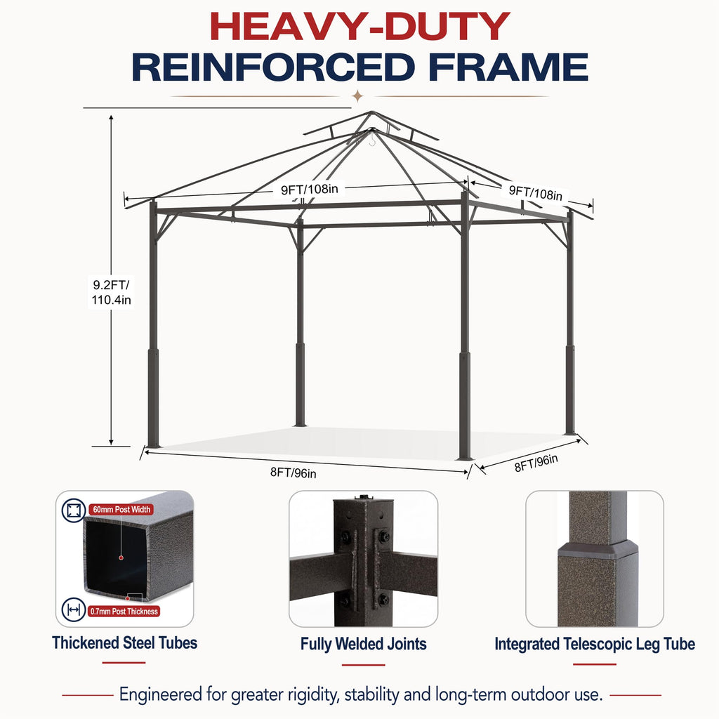 Khaki 9x9 Outdoor Patio Gazebo with Mosquito Netting X864