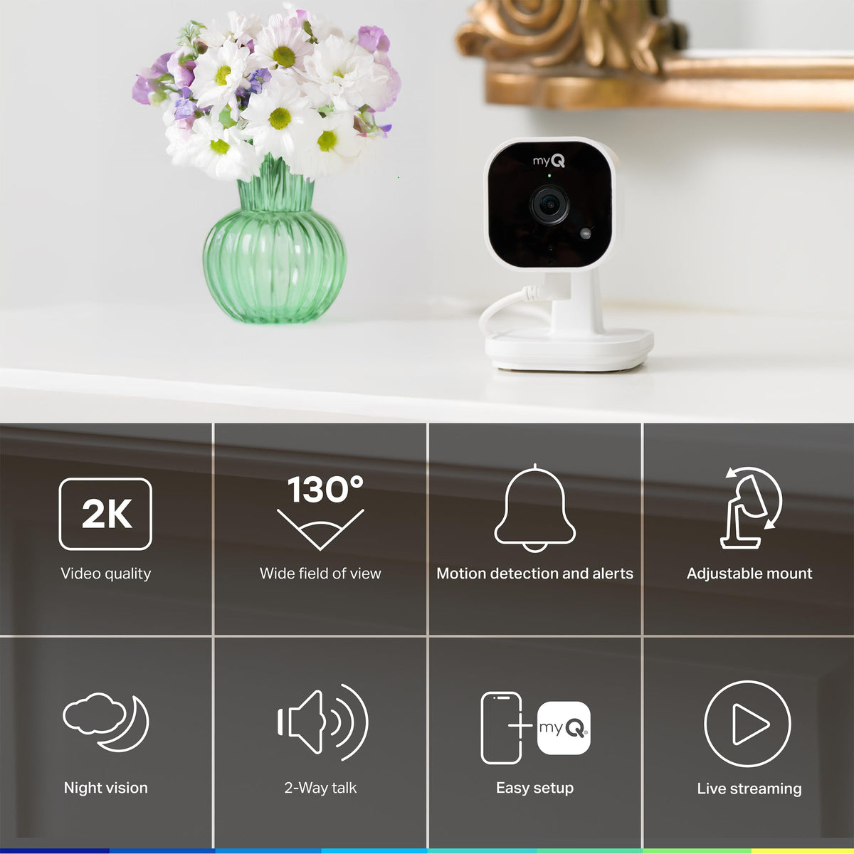 2K Smart Wi-Fi Indoor Security Camera with Night Vision E26986