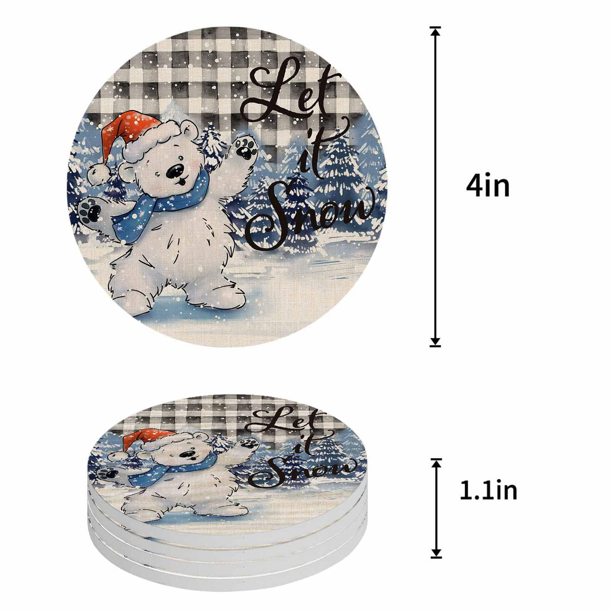 Set of 6 Ceramic Coasters with Cork Base J88411
