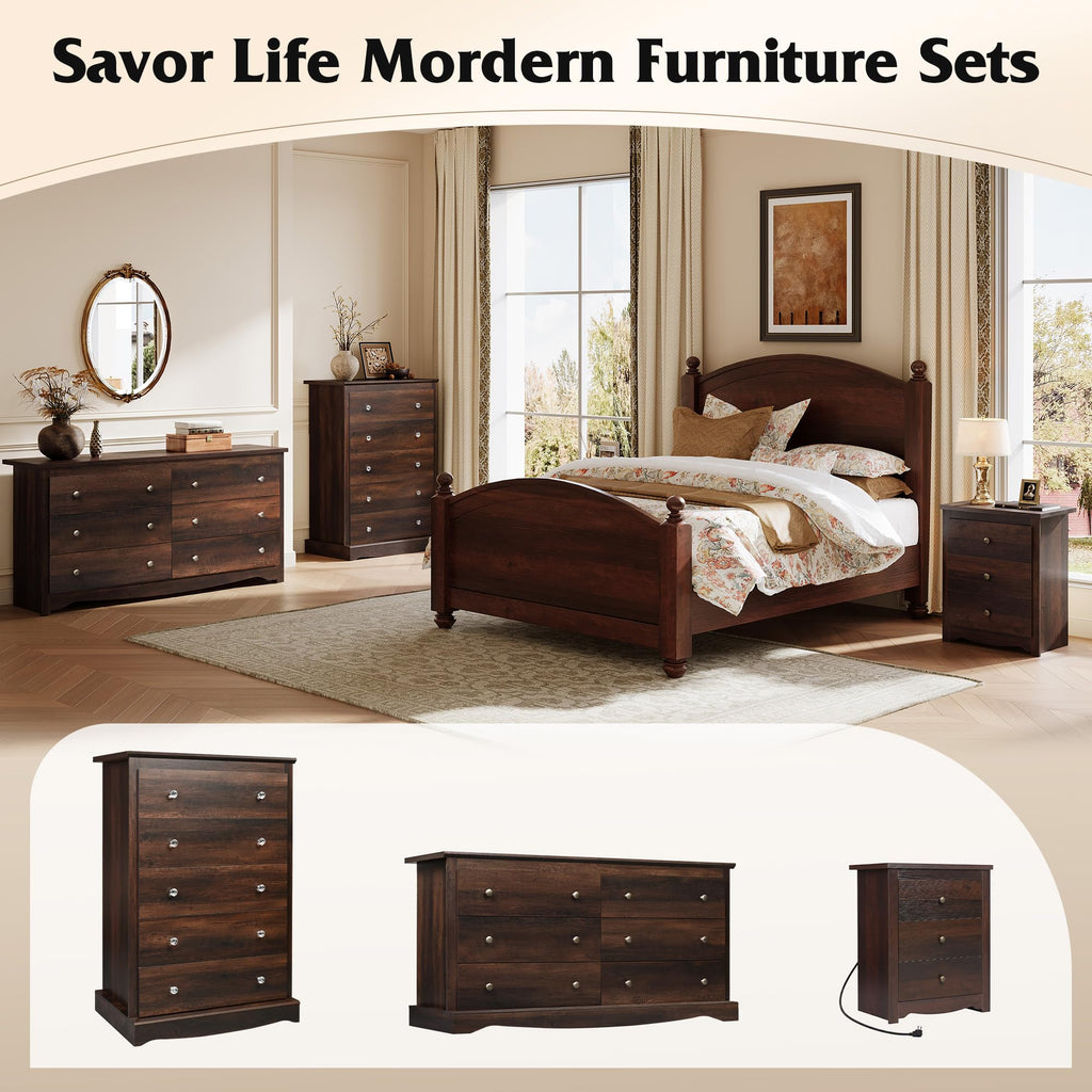 5 Drawer Rustic Brown Dresser A96204