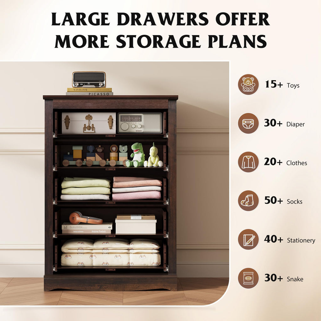 5 Drawer Rustic Brown Dresser A96204