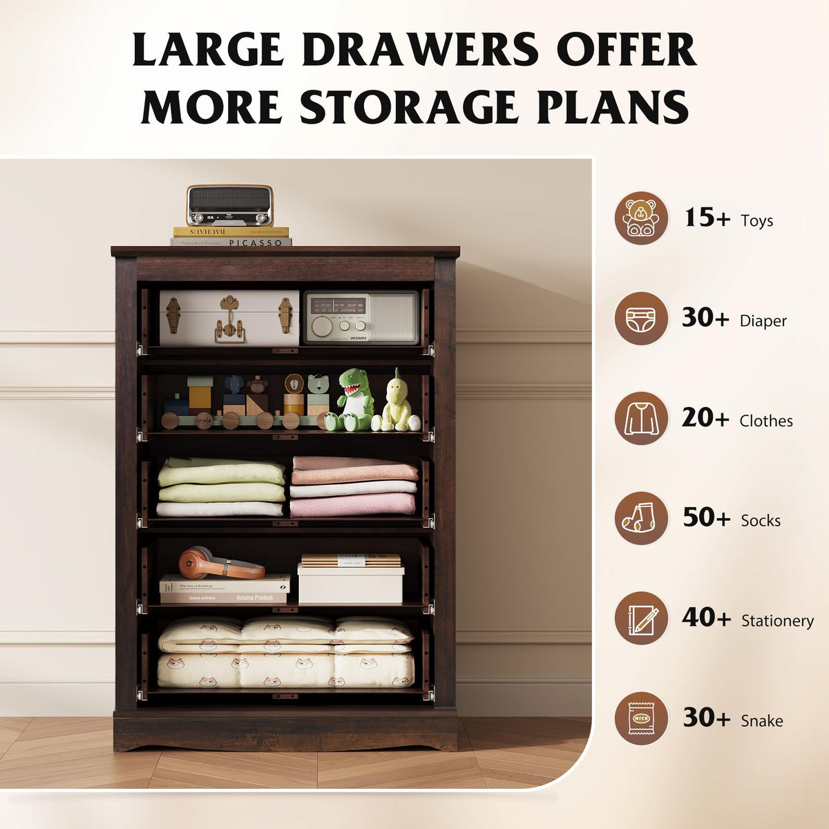5 Drawer Rustic Brown Dresser A96204