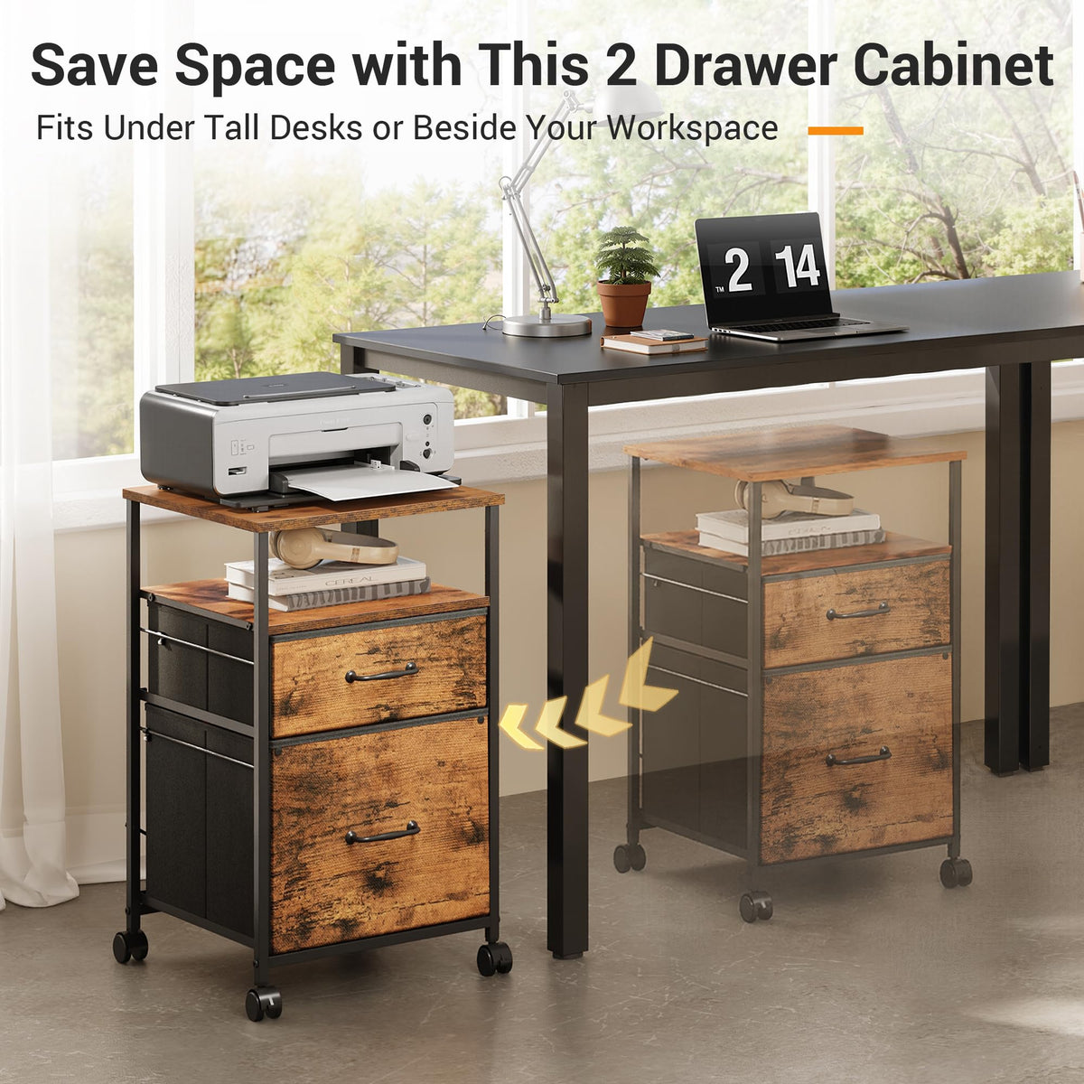 2 Drawer Mobile Fabric File Cabinet V696579