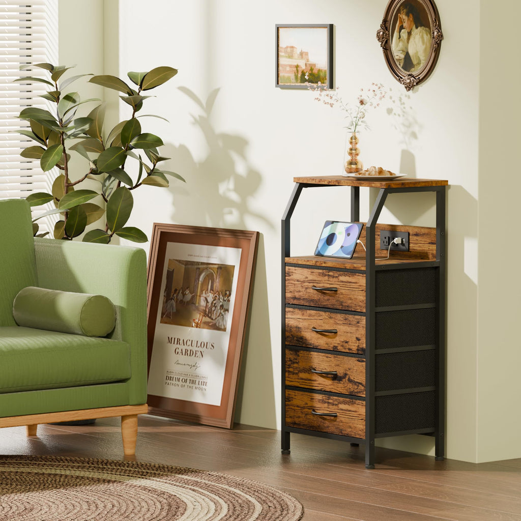 4 Drawer Night Stand with Charging Station D354774