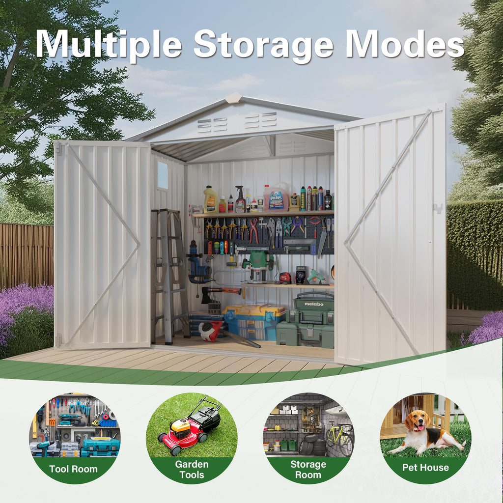 6x3.6FT Metal Outdoor Storage Shed with Lockable Door and Clear Window M343972