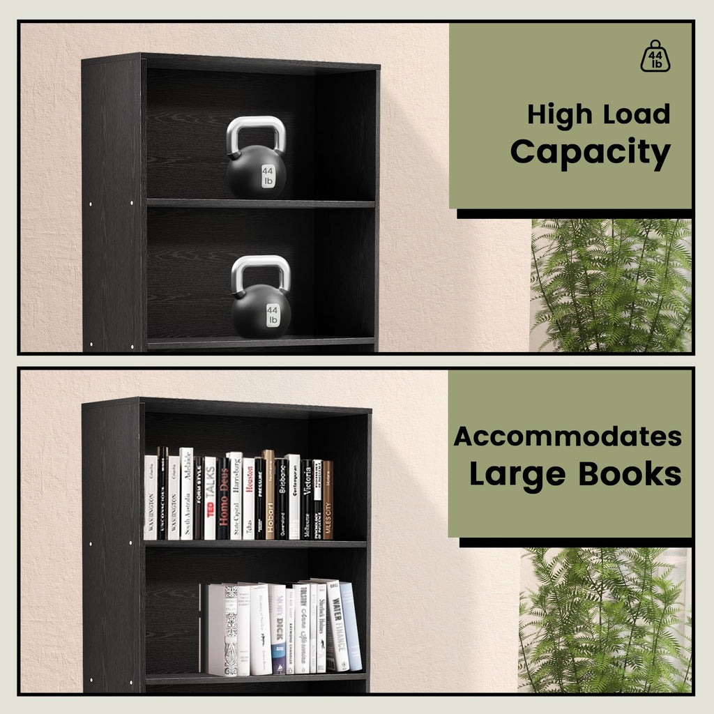 71" Tall 6-Tier Black Bookshelf V428