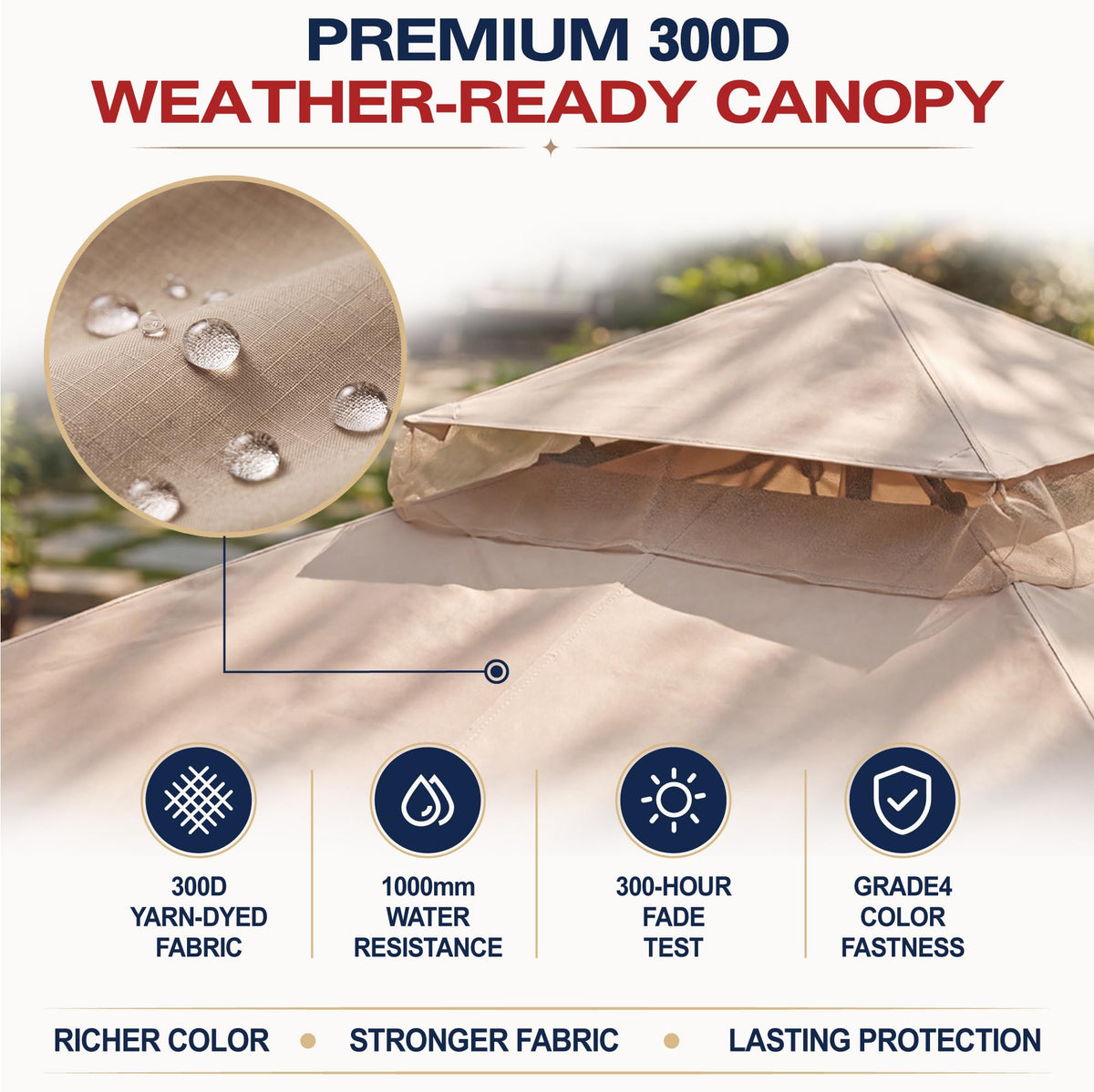 Khaki 9x9 Outdoor Patio Gazebo with Mosquito Netting X864