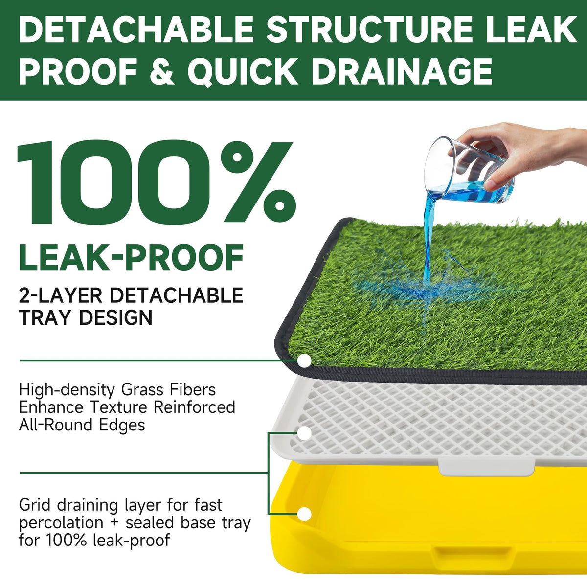 2Pack 18"x14" Artificial Dog Grass Potty Pad with Tray T363131