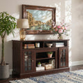 Espresso TV Stand with Glass Door and Open Shelves K399947