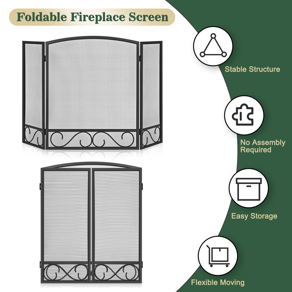 3 Panel Wrought Iron Fireplace Screen R449