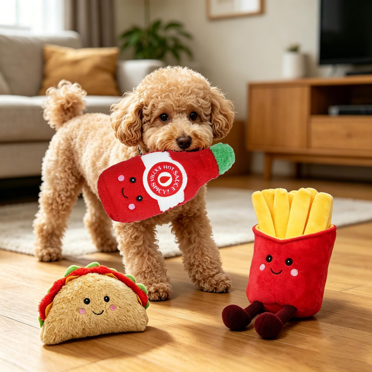 3-Pack Squeaky Plush Dog Chew Toys Set W514