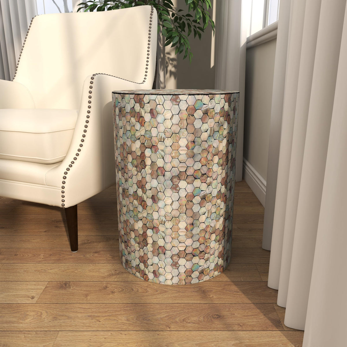 14" x 14" x 20" Multi Colored Mosaic Side Table J791710