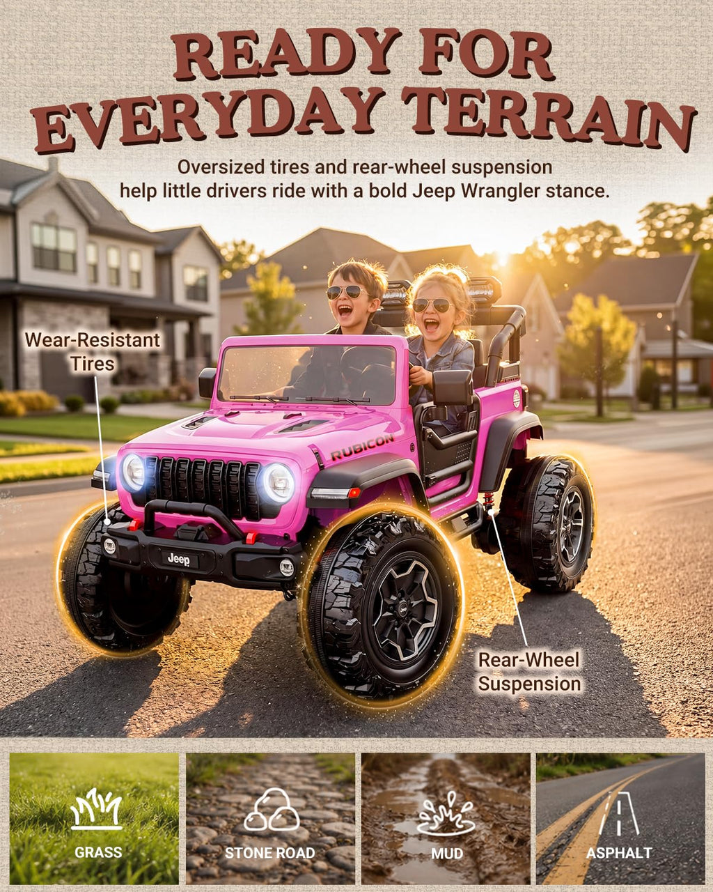 24V 2 Seater Ride on Car with Remote Control, Bluetooth (Pink) I11912
