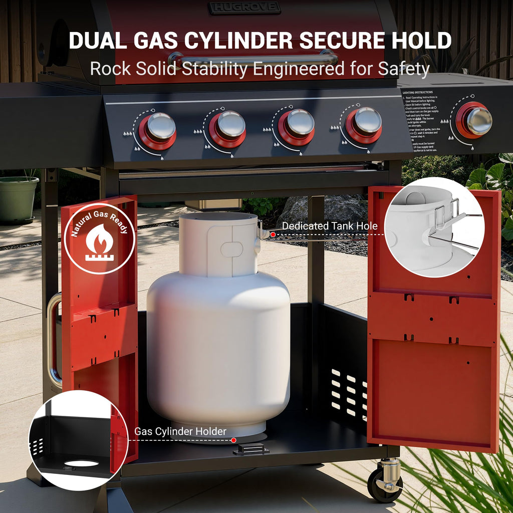 4 Burner Propane Gas Grill with Side Burner B741