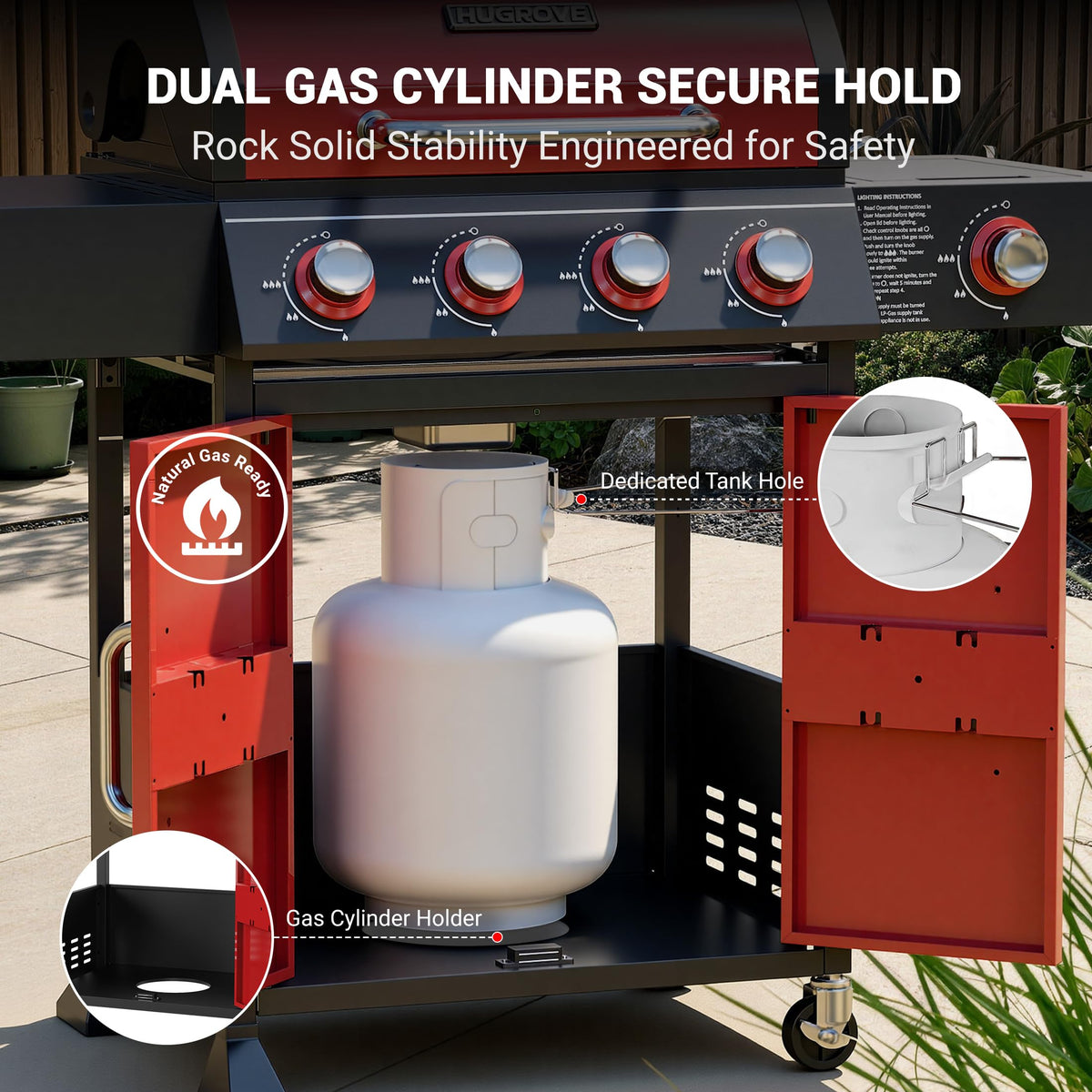 4 Burner Propane Gas Grill with Side Burner B741