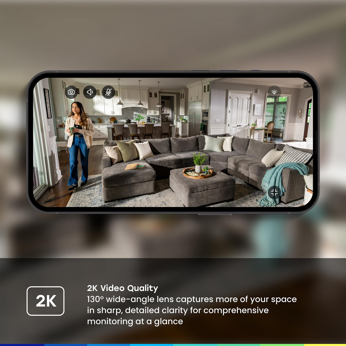 2K Smart Wi-Fi Indoor Security Camera with Night Vision E26986