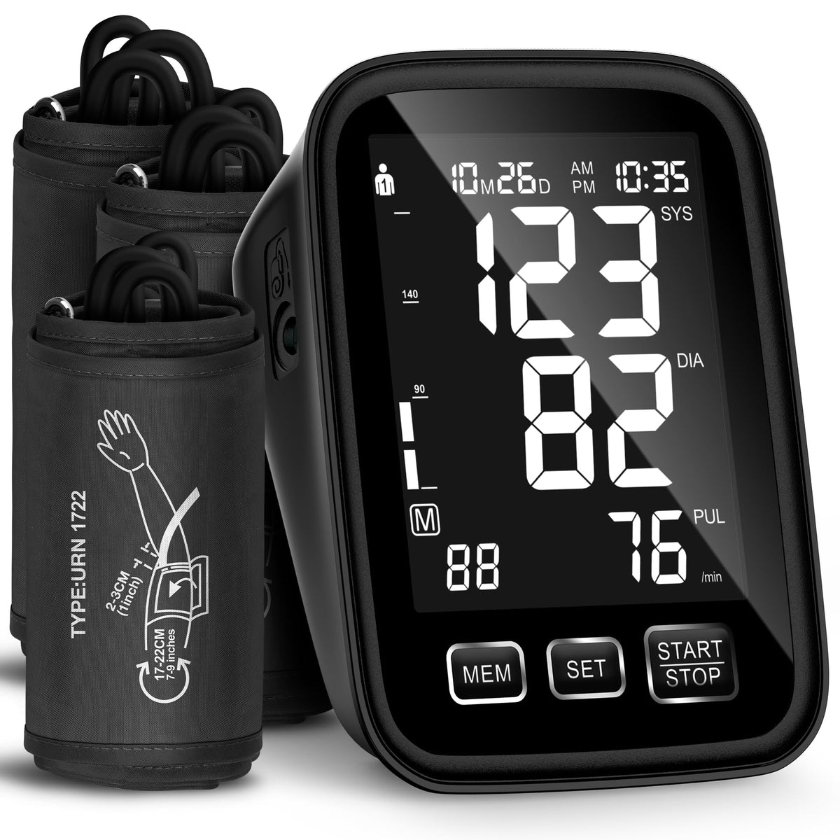 Blood Pressure Machine with 3 Size Cuffs and Backlit Display J10617