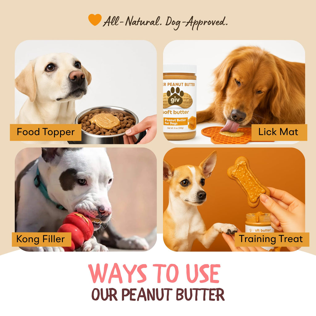 All Natural Peanut Butter for Dogs, 2 Ingredients, 4oz Pouches (6 Count) S6202