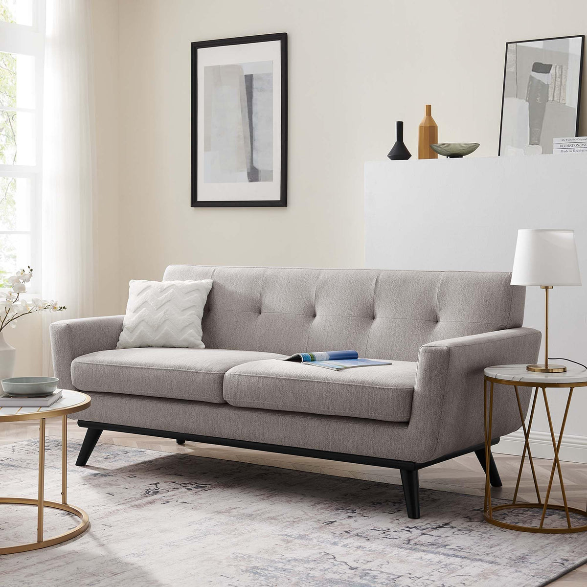 78 Inch Light Upholstered Loveseat G733866