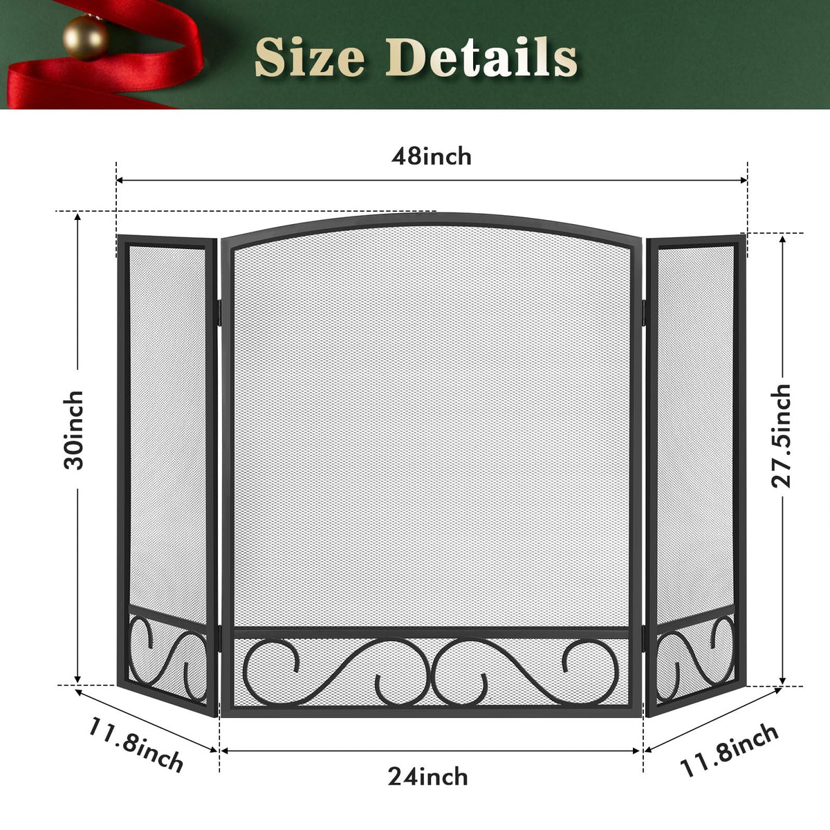3 Panel Wrought Iron Fireplace Screen R449
