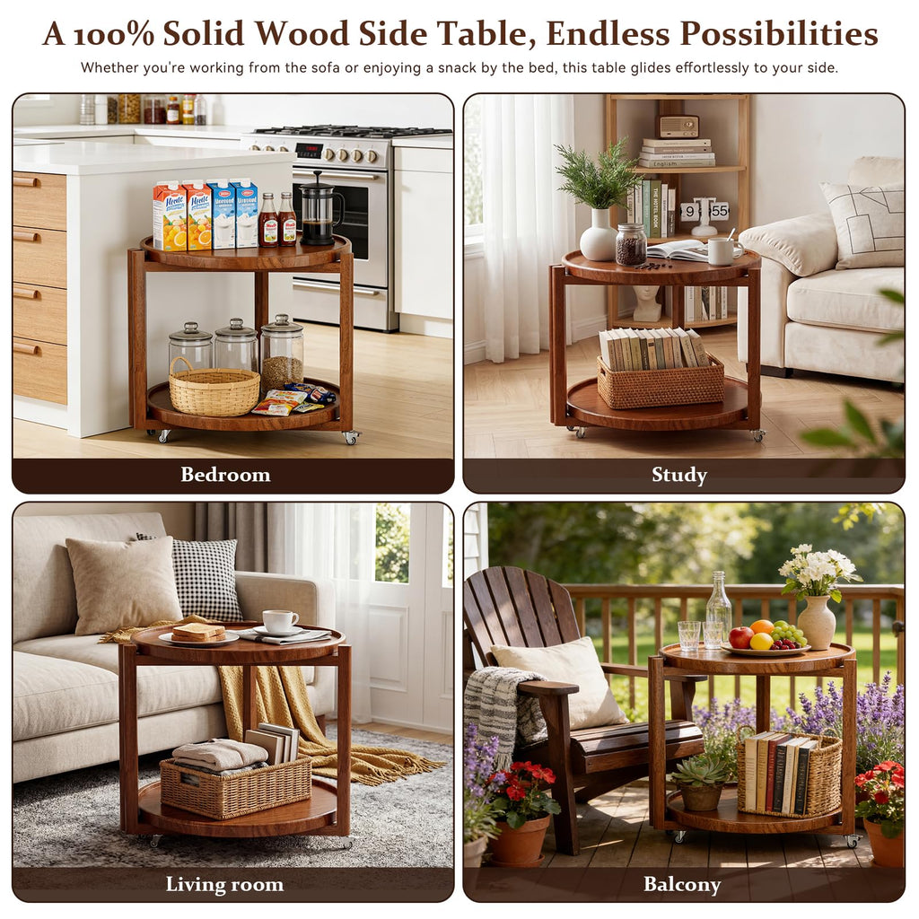 Rolling Side Table with Wheels O632429