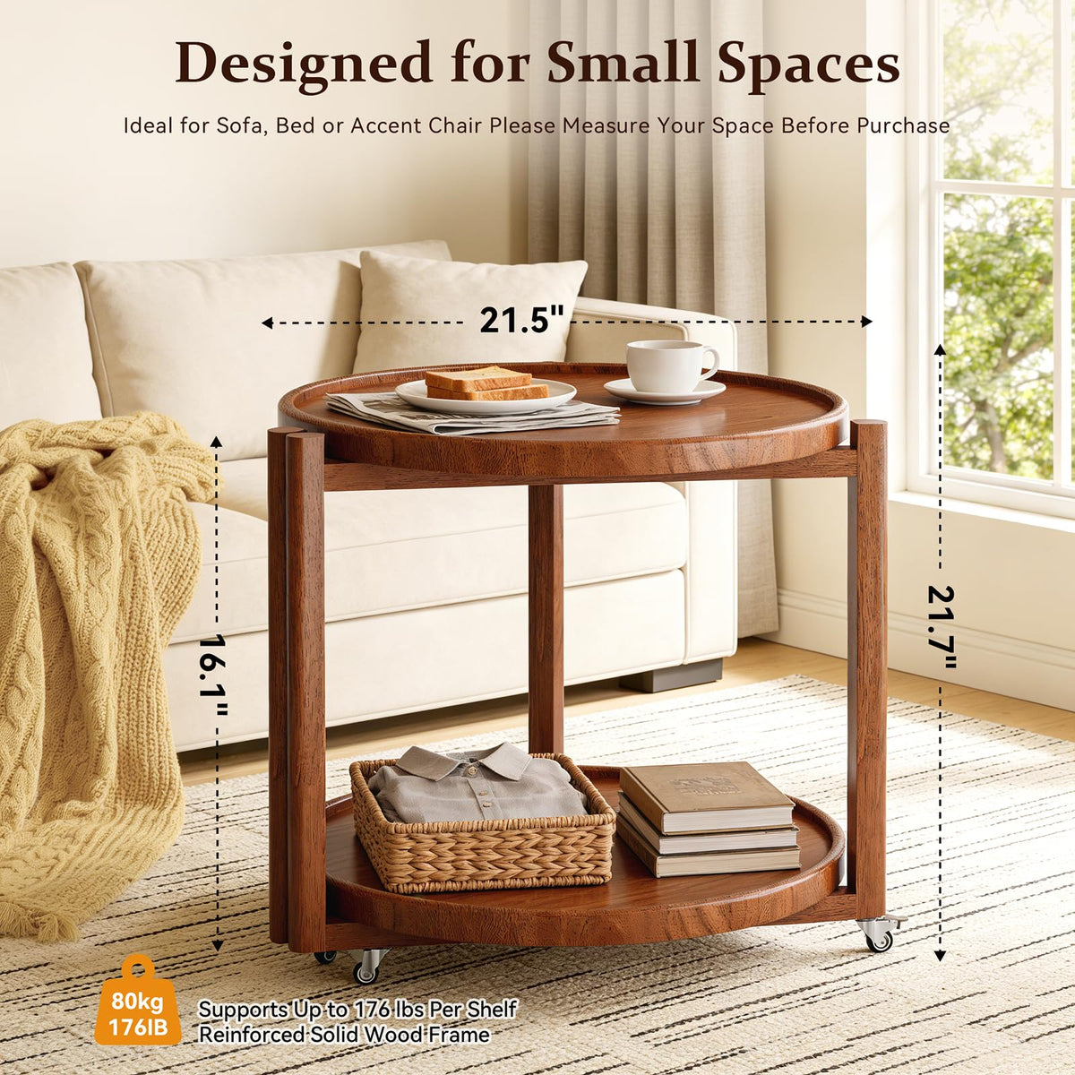 Rolling Side Table with Wheels O632429