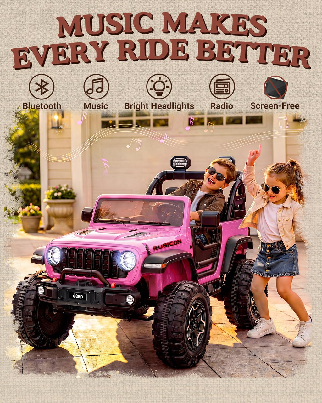 24V 2 Seater Ride on Car with Remote Control, Bluetooth (Pink) I11912