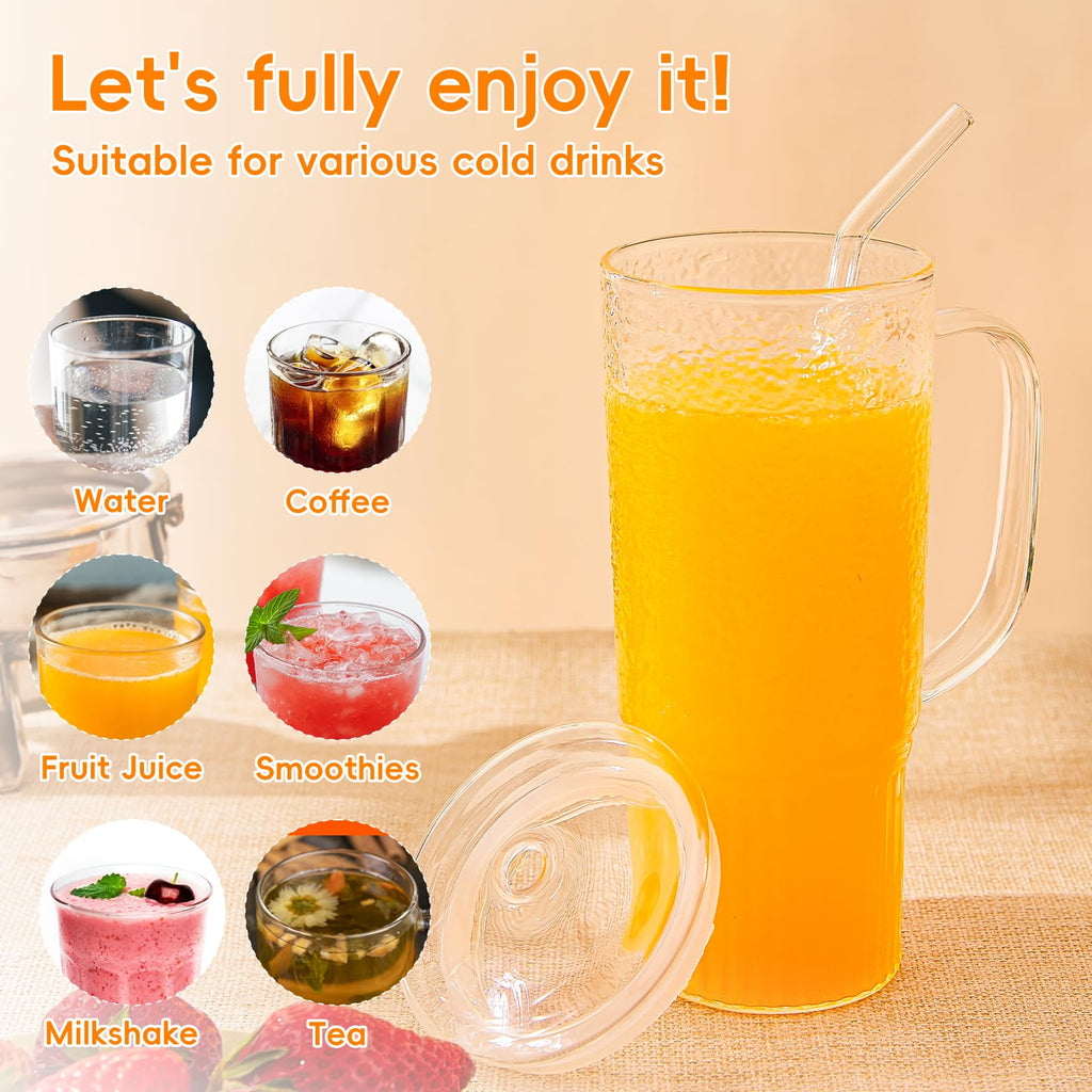 24oz Clear Glass Tumbler with Handle, 2 Pack K306067