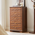 5 Drawer Narrow Wooden Dresser with Gold Handles H369719