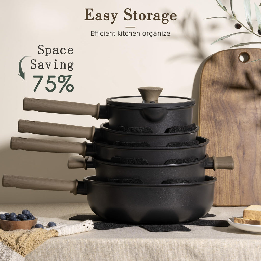 19 Pcs Non Stick Black Titanium Cookware Set S3636