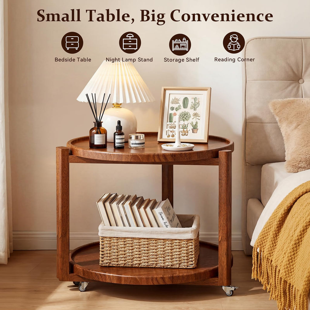 Rolling Side Table with Wheels O632429
