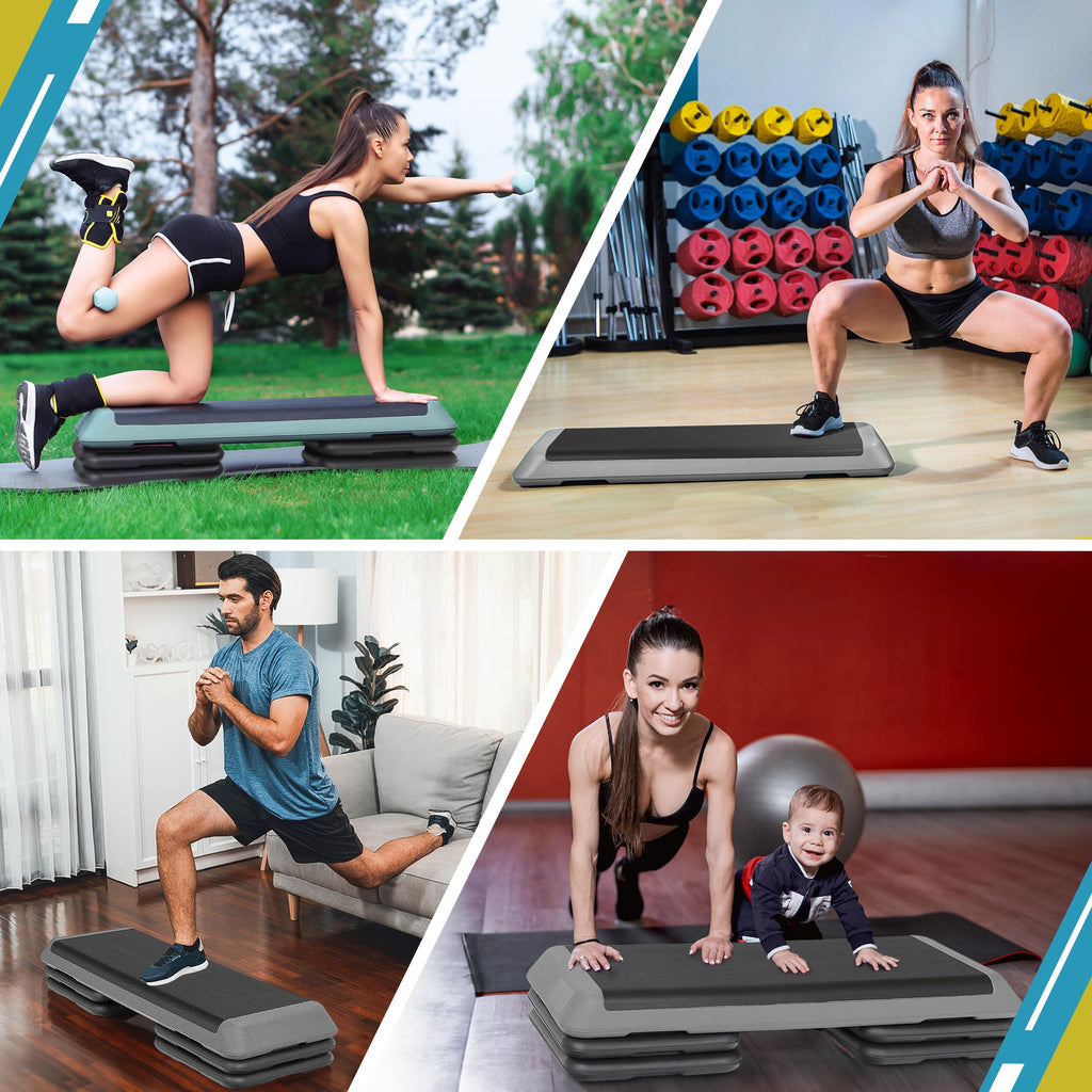 43 inch Adjustable Aerobic Exercise Step Platform with 4 Risers D7317