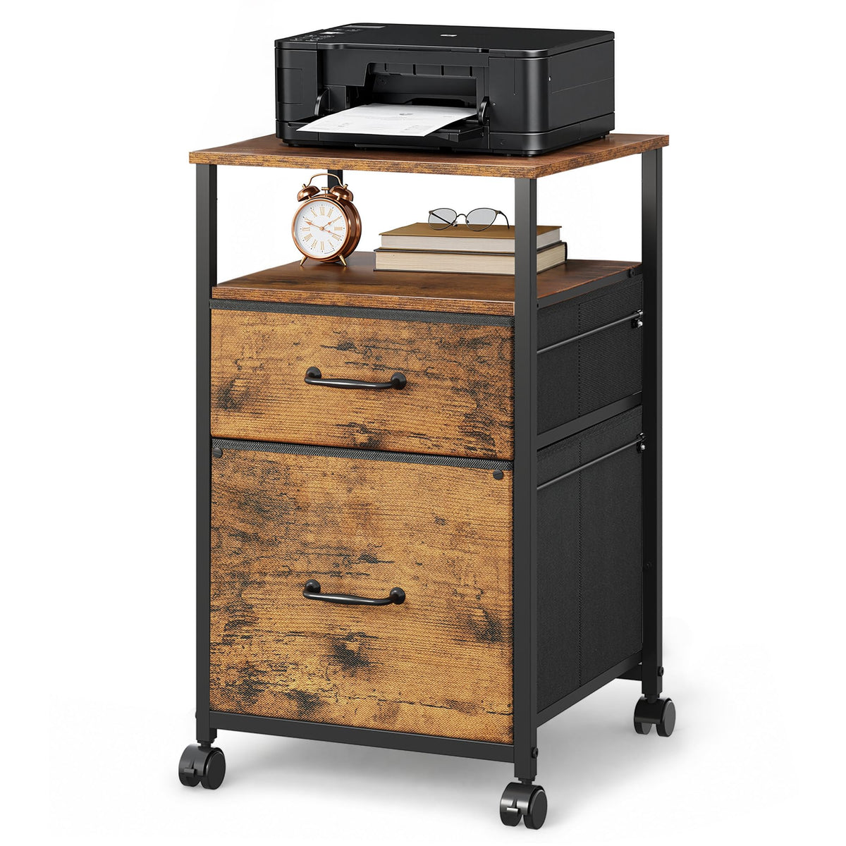 2 Drawer Mobile Fabric File Cabinet V696579