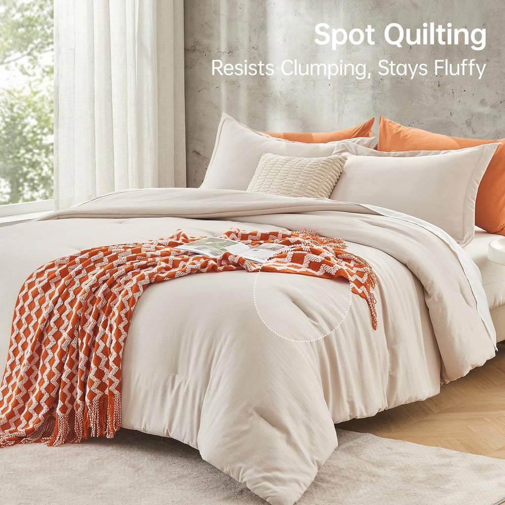 Beige King Size 3 Piece Comforter Set X822