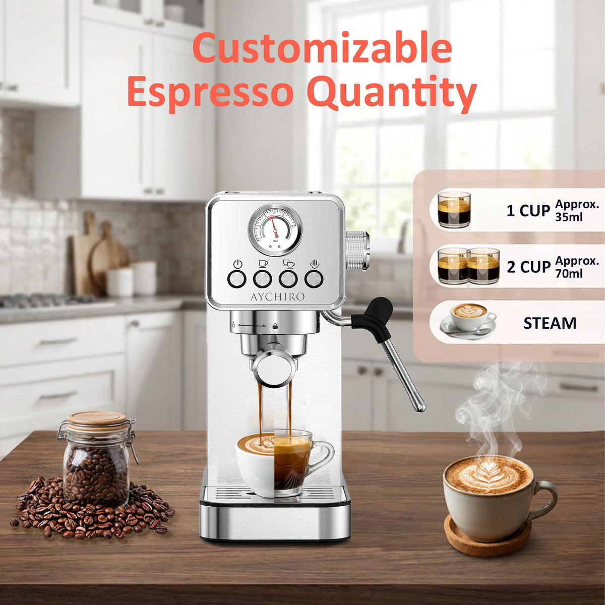 20 Bar Espresso Machine with Steam Wand K3065