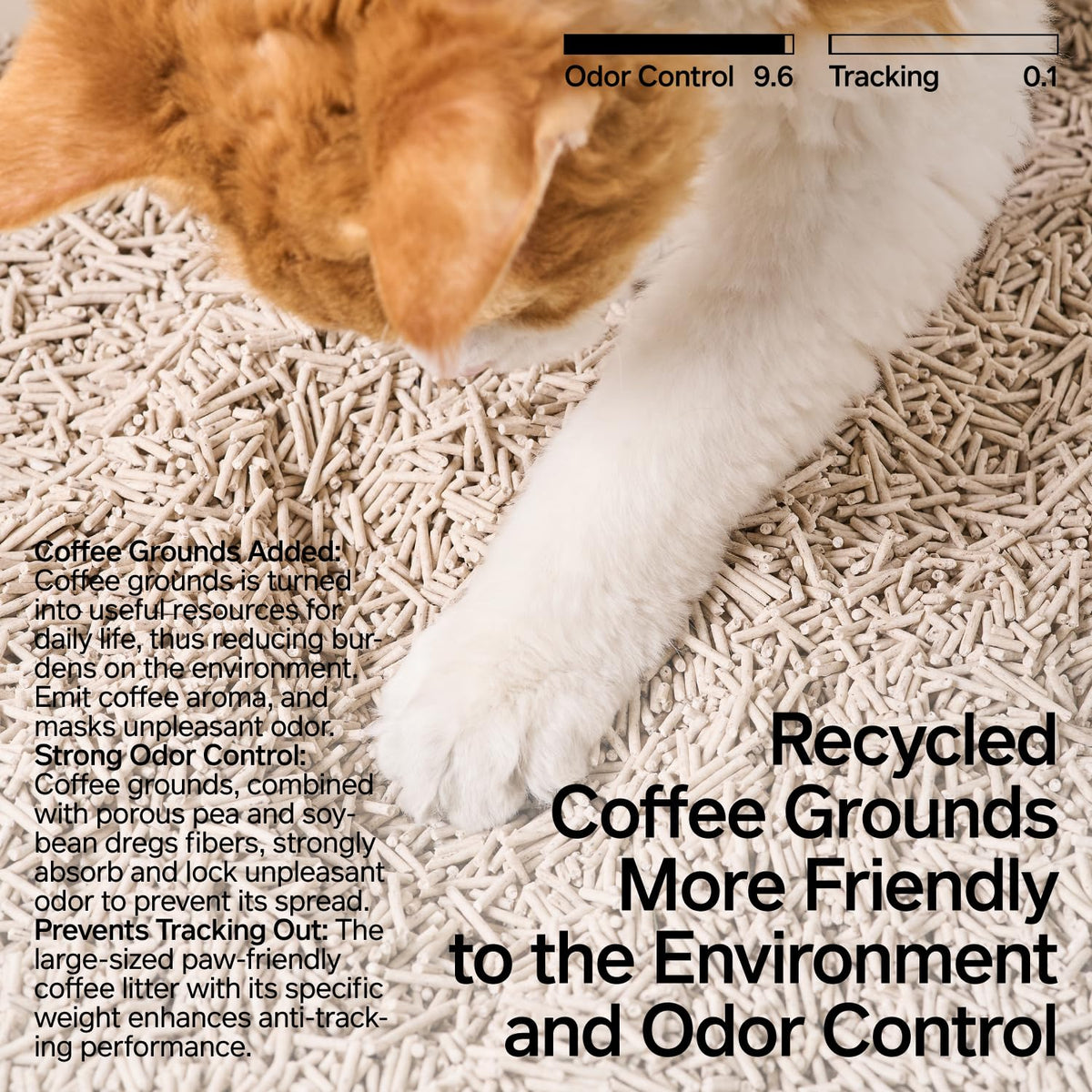 Tofu Cat Litter with Recycled Coffee Grounds, Clumping, Flushable 4Pack P127