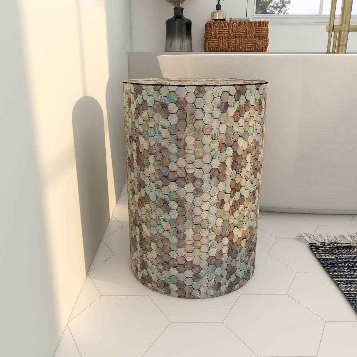14" x 14" x 20" Multi Colored Mosaic Side Table J791710